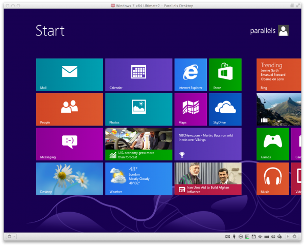 Upgrade von Windows 7 auf 8 mit Parallels Desktop 8 für Mac. Die virtuelle Maschine heißt noch Windows 7. (Bild: Parallels)